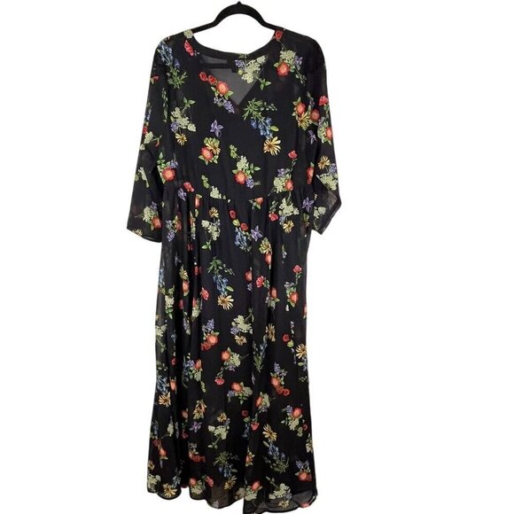 Torrid Floral Maxi Dress 1X Black Tropical Goth Fairy Whimsygoth Boho Western - Picture 11 of 16